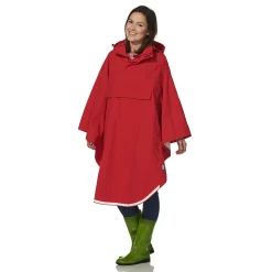 Poncho Happy Rainy Days Rain Cape Red